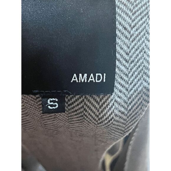 Amadi Anthropologie Womens Small Tweed Mini Dress Racer Back Belted Taupe V Neck - Picture 6 of 8